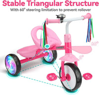 Liberry Toddler Tricycle for 2 3 4 Years Old Girls 3 Wheel Bike - Pink With Light Up Wheel - image 3
