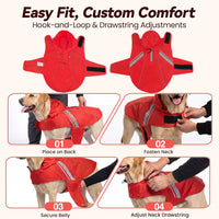 VIVAGLORY Dog Raincoat Wetoff Dog Rain Coat, XS - Red / L (26"-30" chest girth) - image 4