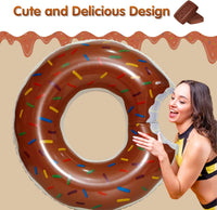 DMAR Donut Pool Float, Donut Tube & Ring for Beach & Pool - 23.4in Chocolate Brown - image 3