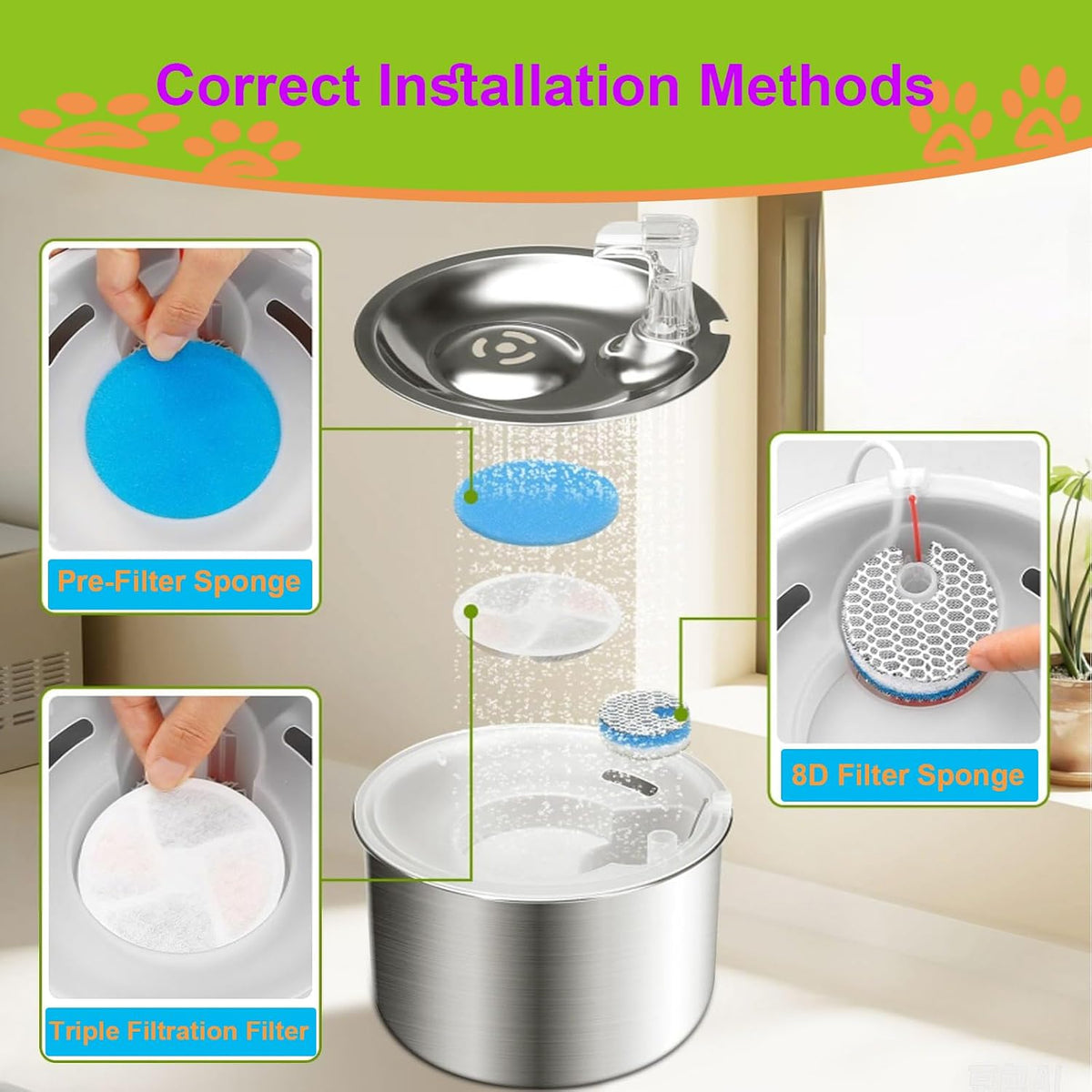 Cat Water Fountain Filter Replacement for Square 2.2L/73oz Pet - Filter / 10 Set - image 4