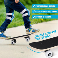 Honoson kids skateboard set with dinosaur print maple deck and black knee pads, elbow pads and wrist - view 21