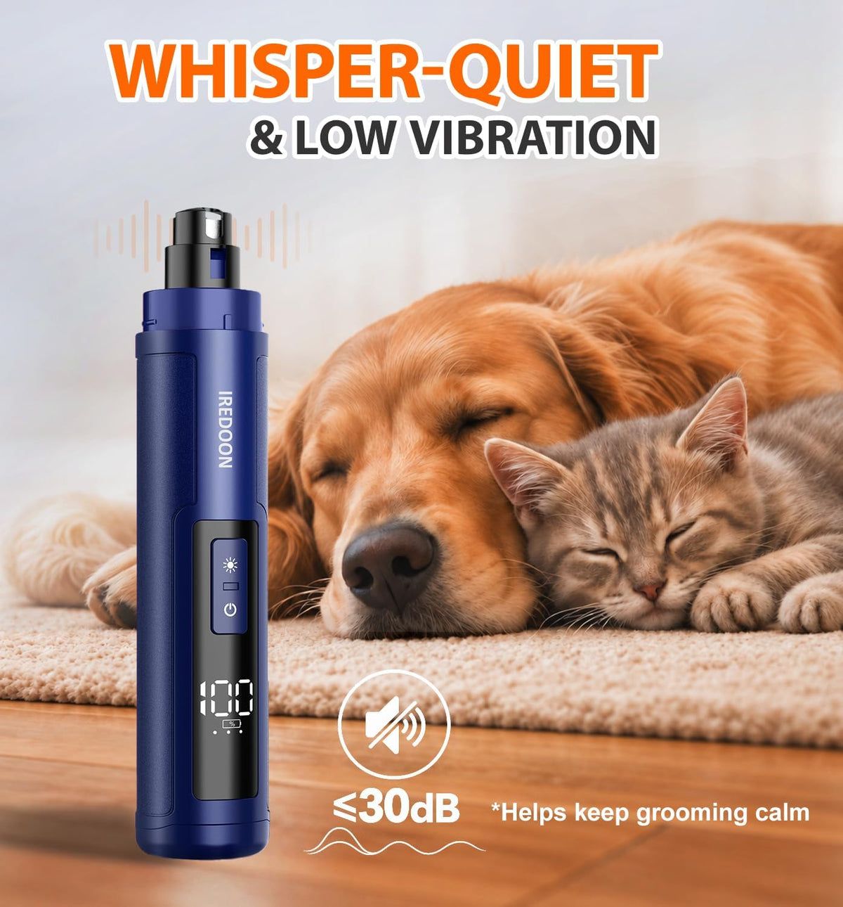 Dog Nail Grinder with 4 LED Lights - Sapphire Blue - image 3