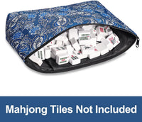 GUSTARIA empty mahjong tiles bag with blue print and zipper closure - view 15