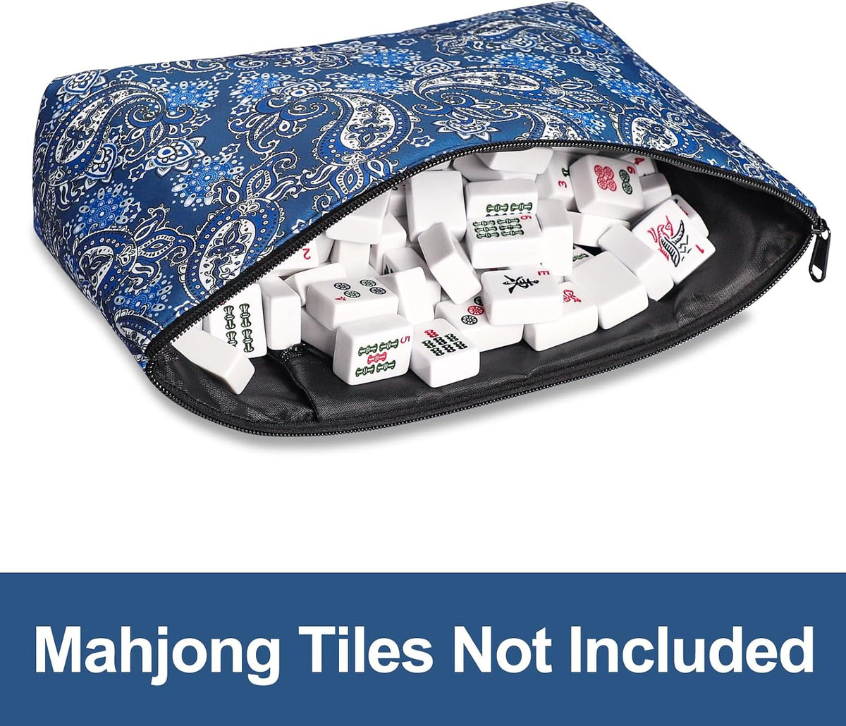 GUSTARIA empty mahjong tiles bag with blue print and zipper closure - view 15