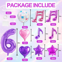 TONIFUL 40 Inch Red Number 3 Balloons Large Foil 3rd Birthday - Purple Music Set / Number 6 - image 2
