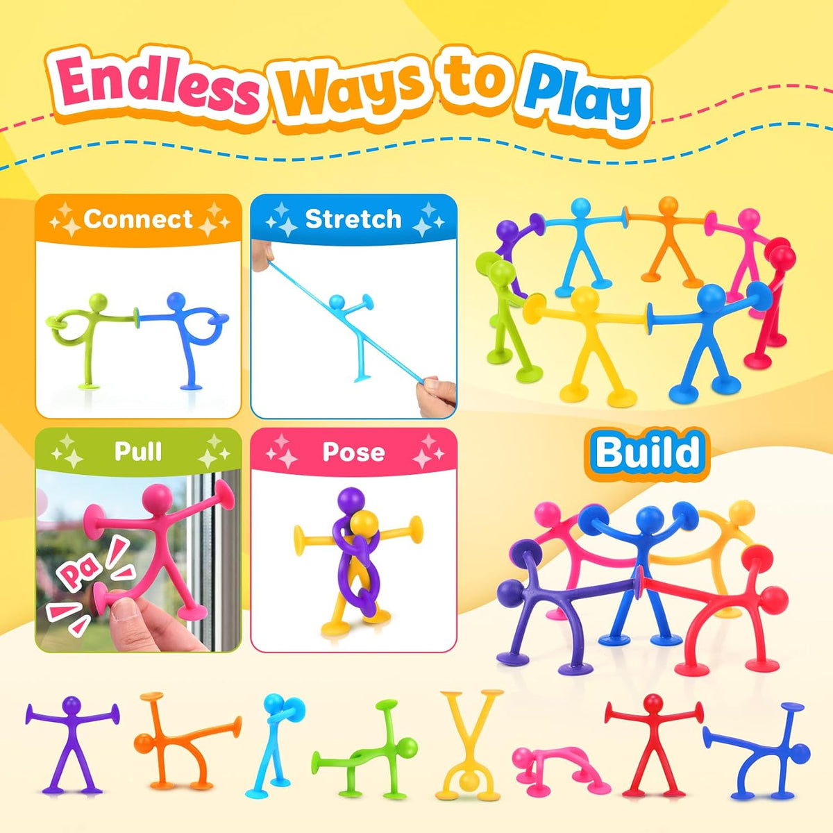 OleOletOy Suction Fidget Toys for Kids: 21 Pack Stretchy Sensory Toys – Fun for Kids & Family - 72 Pack - image 3