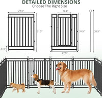 Dog Fence Outdoor Indoor, 32" Inch Height 8 Panels Dog Playpen for Large/Medium/Small Dogs Metal Dog Pen for Yard Camping and RV | Black-Silver