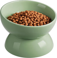 Cat Water Bowl, 15° Tilted and Raised Pet Food Dish - 1 Pack / Sage Green