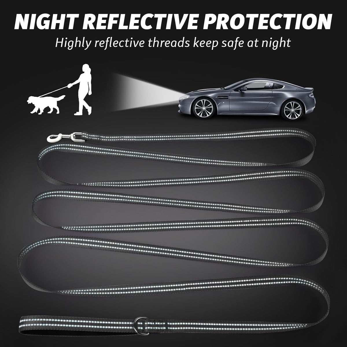 Long Dog Leash XiaZ Training Leashes 10/15/20/30/50/100ft Long Lead - D-Black / 10 Feet - image 2
