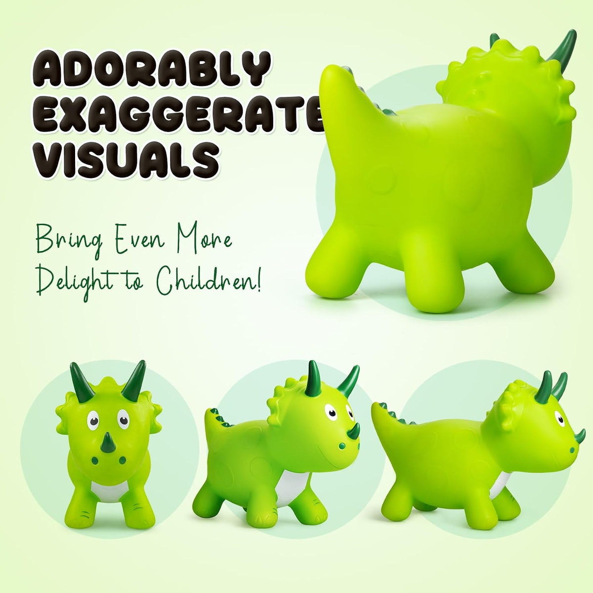 VangeBow Bouncy Horse Animal Hopper Toy for Toddlers 1-5 – Fun for Kids & Family - Green Little Triceratop - image 2