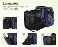 Pecute Pet Carrier Backpack, Large Cat Carrier Backpack, Expandable Cat Backpack with Breathable Mesh for Medium Large Cats, and Small Dogs, Dog Backpack Carrier for Travel Hiking Blue