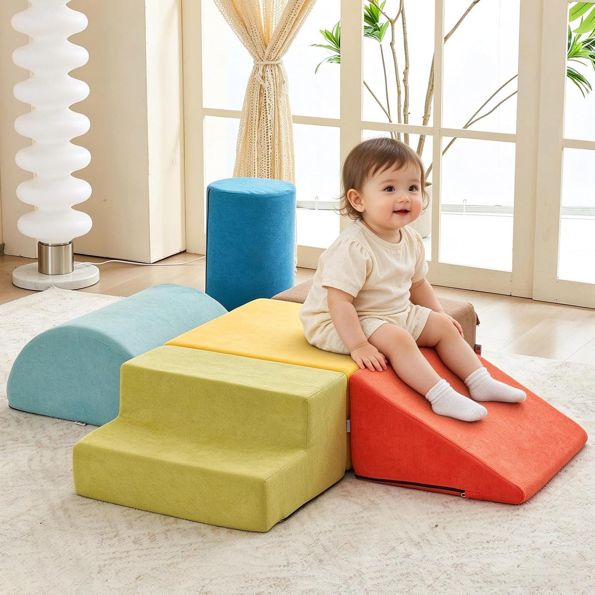 jela 6-piece soft foam climbing blocks for toddlers in brown - view 4