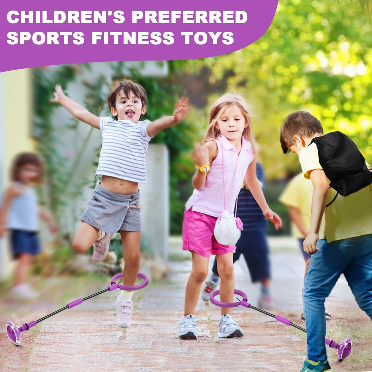Hewog Skip Ball, Portable Foldable Colorful Flash Wheel Swing Ball, Kids Toys for Girls & Boys - Purple - image 2