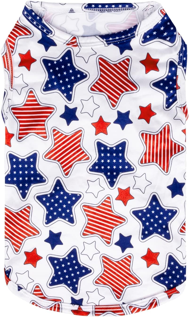 CuteBone Dog Shirts 2-Pack Soft Pet Clothes Breathable Summer Vest - Small / Stars&map - image 3