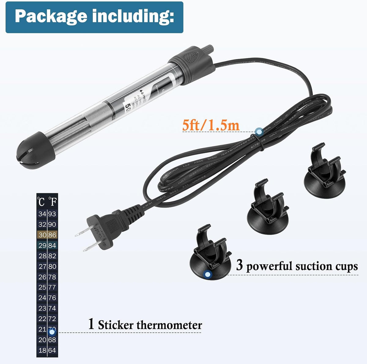 HITOP 50W Adjustable Aquarium Heater - 7in-50w - image 4