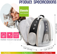 Cat carrier backpack with clear bubble front and expandable back panel - view 2