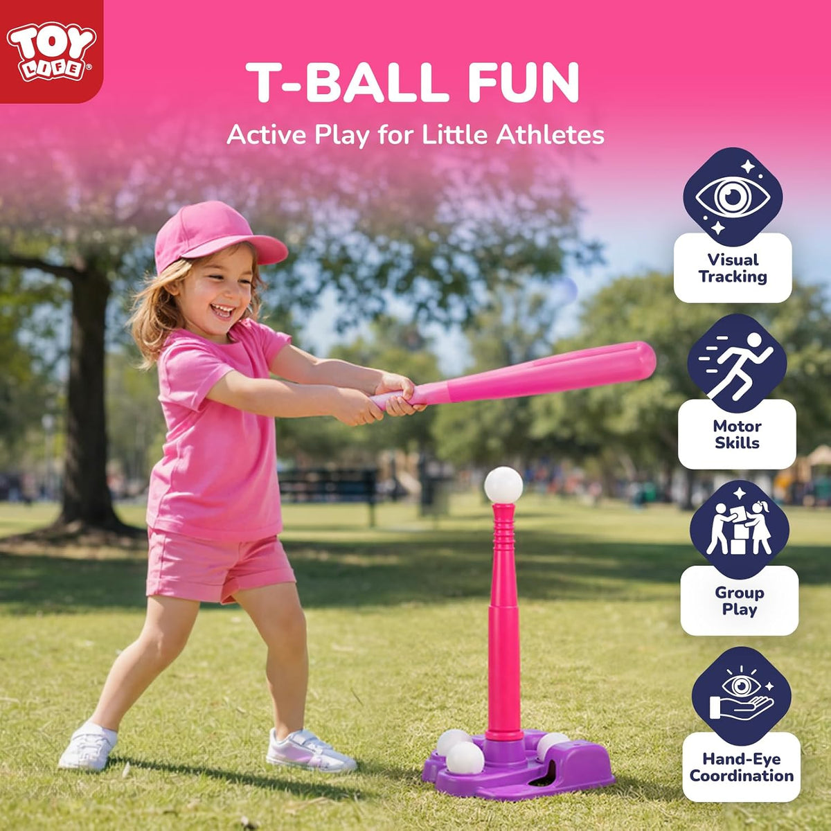 TOY Life T Ball Set for Kids 3-5-8 - Tee, Bat & 6 Balls - image 2