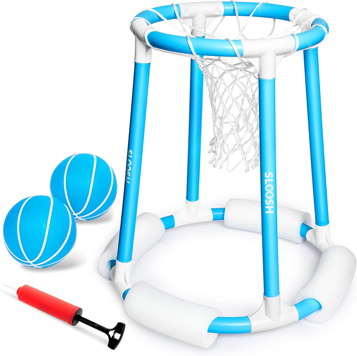 Sloosh Pool Basketball Hoop Set, Floating Basketball Pool Game - Blue