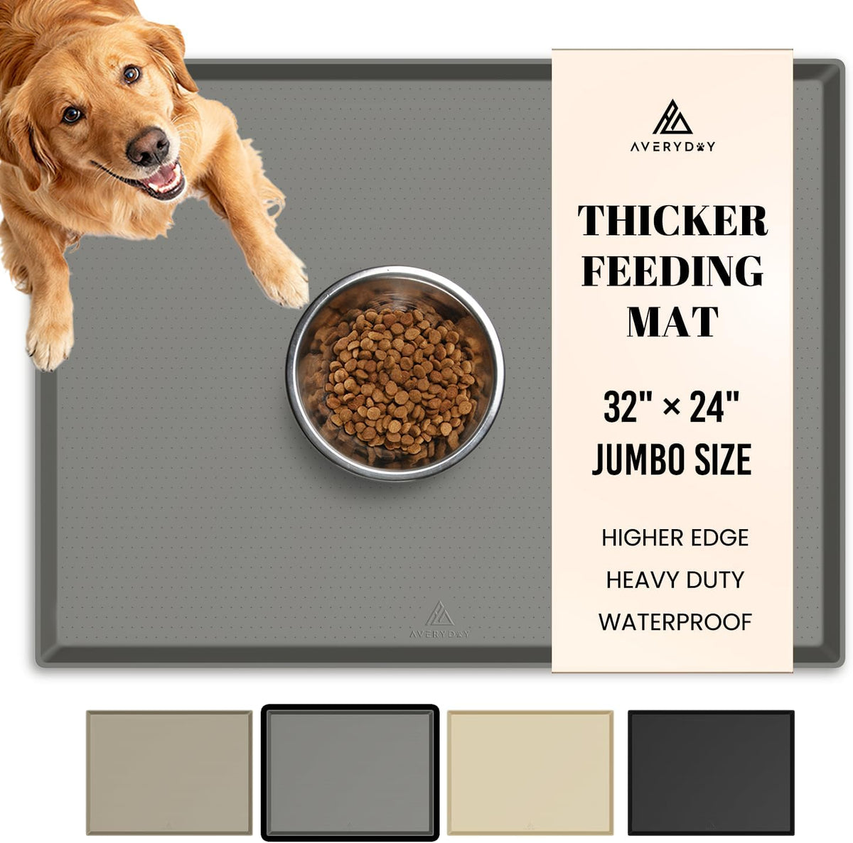 AVERYDAY 32x24 Waterproof Silicone Dog Food Mat - Grey / 32" x 24"