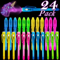 32 Pack 2 Style Invisible Ink Pen with UV Black Light Secret Spy Pens – Fun for Kids & Family - 24 Pack