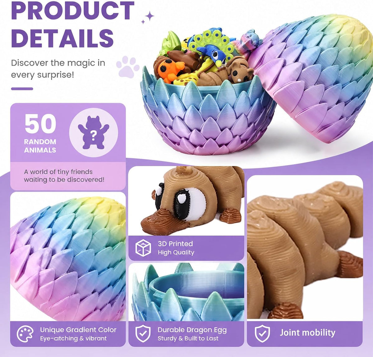 50 pcs 3D Printed Animal Figurines - STYLE 2 - image 3