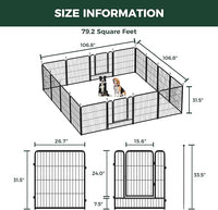 FXW Rollick Unleashed Dog Playpen for Indoor, Yard, RV Camping, 32 inch 16 Panels for Small and Medium Dogs, Black│Patented