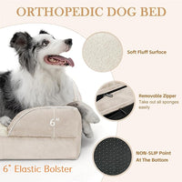 Comfort Expression XXL Dog Bed Waterproof, Extra Large Dog Beds Orthopedic Foam, Washable Dogs Sofa Bed Pet Beds with Removable Cover & Non-Slip Bottom(XX-Large,Beige)