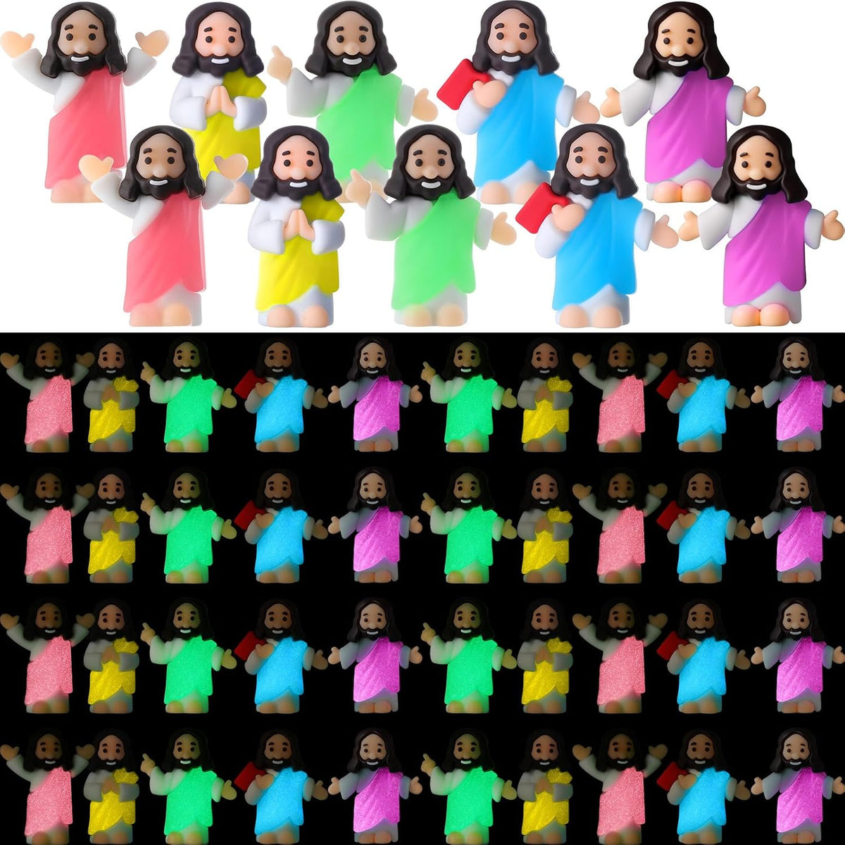 CroBlissful 50 little Jesus figurines that glow in the dark, five colors - view 8