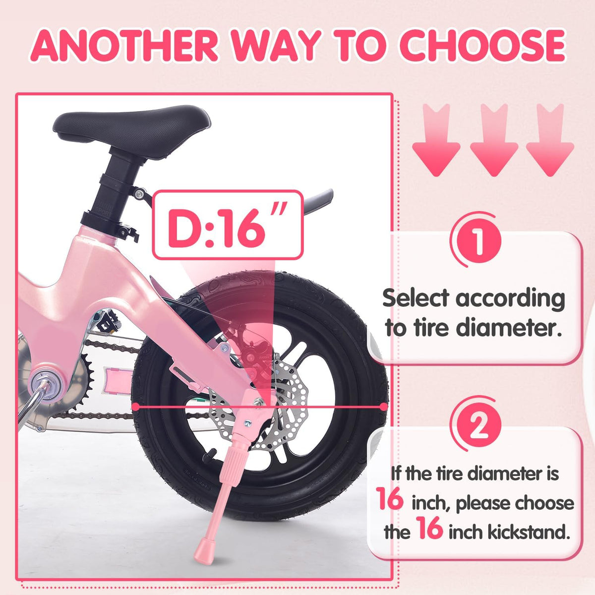 LEICHTEN Kickstand for Kids Bike - Pink / For 20 Inch Wheel Bike - image 4