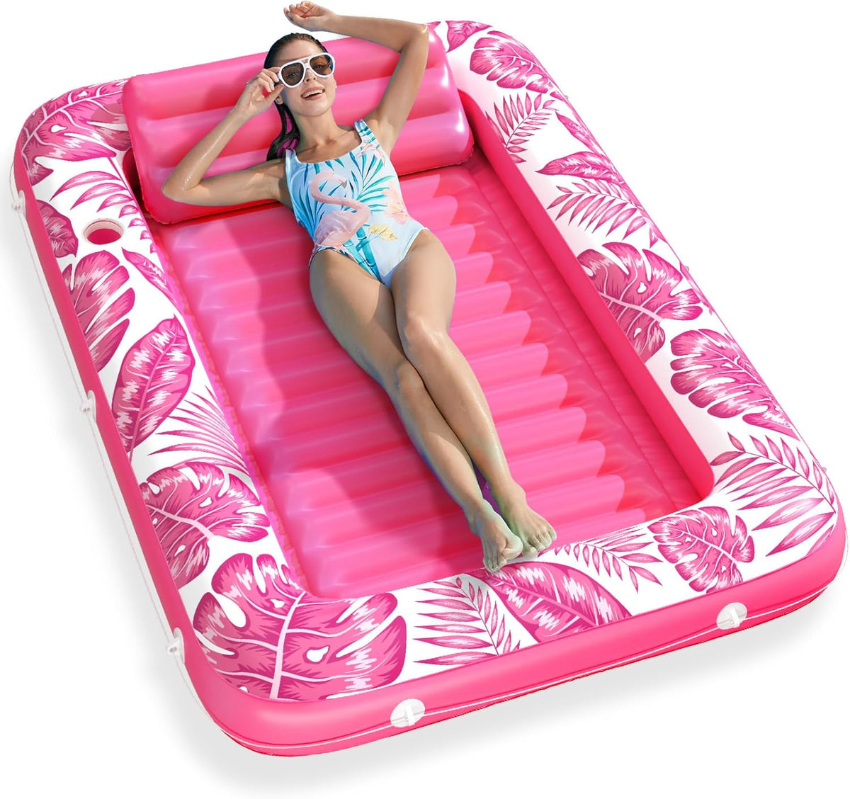 Inflatable Tanning Pool Lounger Float - Rose Pink / Large
