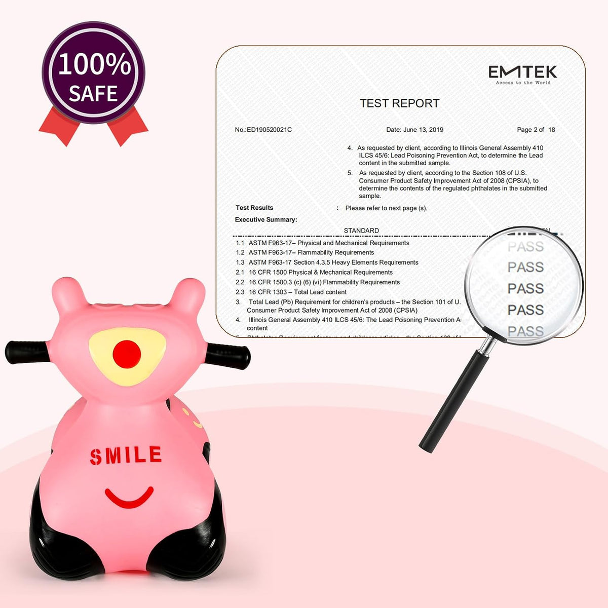 INPANY Bouncy Bull, Cow Hopper for Cowboys, Kid Gifts Toy - Pink Car Hopper - image 4