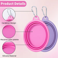 SLSON Collapsible Dog Bowl Silicone - Macaron Rose and Violet / Small - image 3
