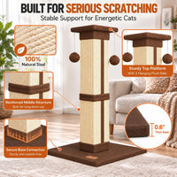 Cat Scratching Post 33 Inch for Indoor Cats - Brown - image 3