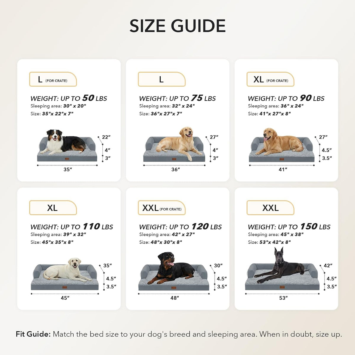Orthopedic Washable Dog Bed for Extra Large Dogs - Grey / 45.0"L x 35.0"W x 8.0"Th - image 4