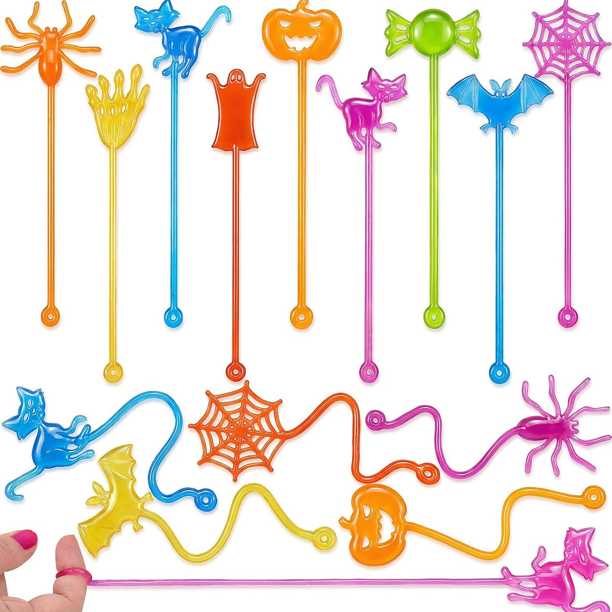 36 Pack Halloween Sticky Hands Toys Spider Web Cat Bat Pumpkin Candy - Halloween Sticky Hand 36