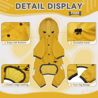 Dog Raincoat, Waterproof Dog Rain Jacket with Hood - L(Back Length15'') / Yellow - image 3