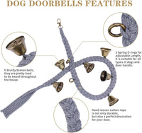 Dog Bells to Go Outside, Cotton Handwoven Potty Training Bell – Essentials for Dogs - Grey; 2 Pack - image 2