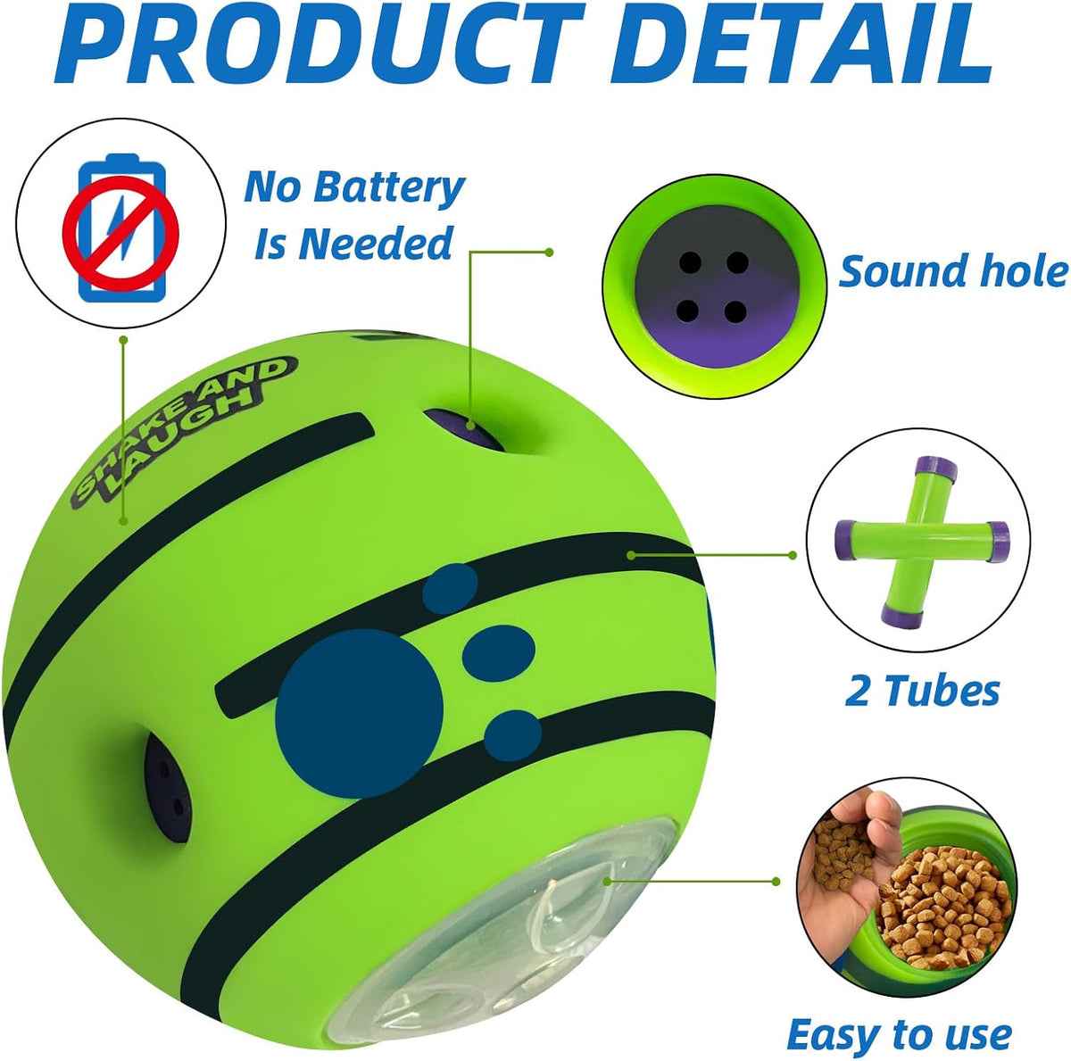Dog Toys Ball, Interactive, M - Treat / S 3.14 in (8 cm) - image 2
