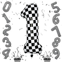 Checkered Number Balloon 1 - Checkered / Number 1
