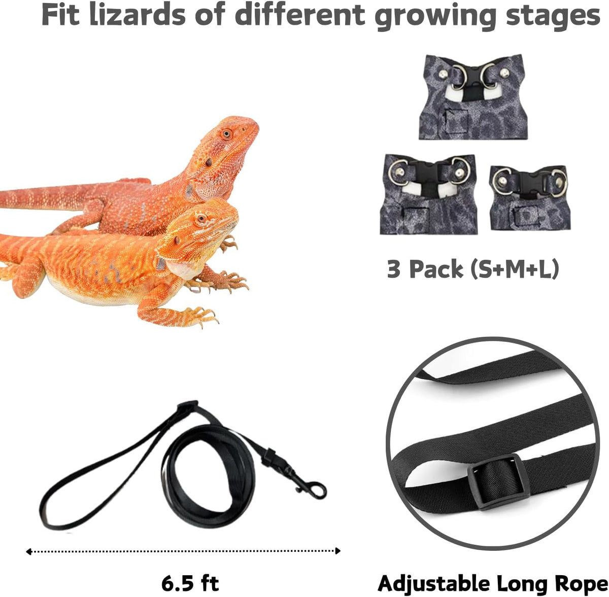 3 Pack Bearded Dragon Harness and Leash Set - Blue Leopard - image 4
