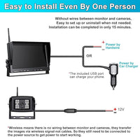 Fookoo 1080P 10" Wireless Backup Camera System, 10" Dual/Quad Split Monitor with Recording, IP69 Waterproof Rear/Front View Cameras, Parking Lines for RV/Truck/Trailer/Van(DW102)