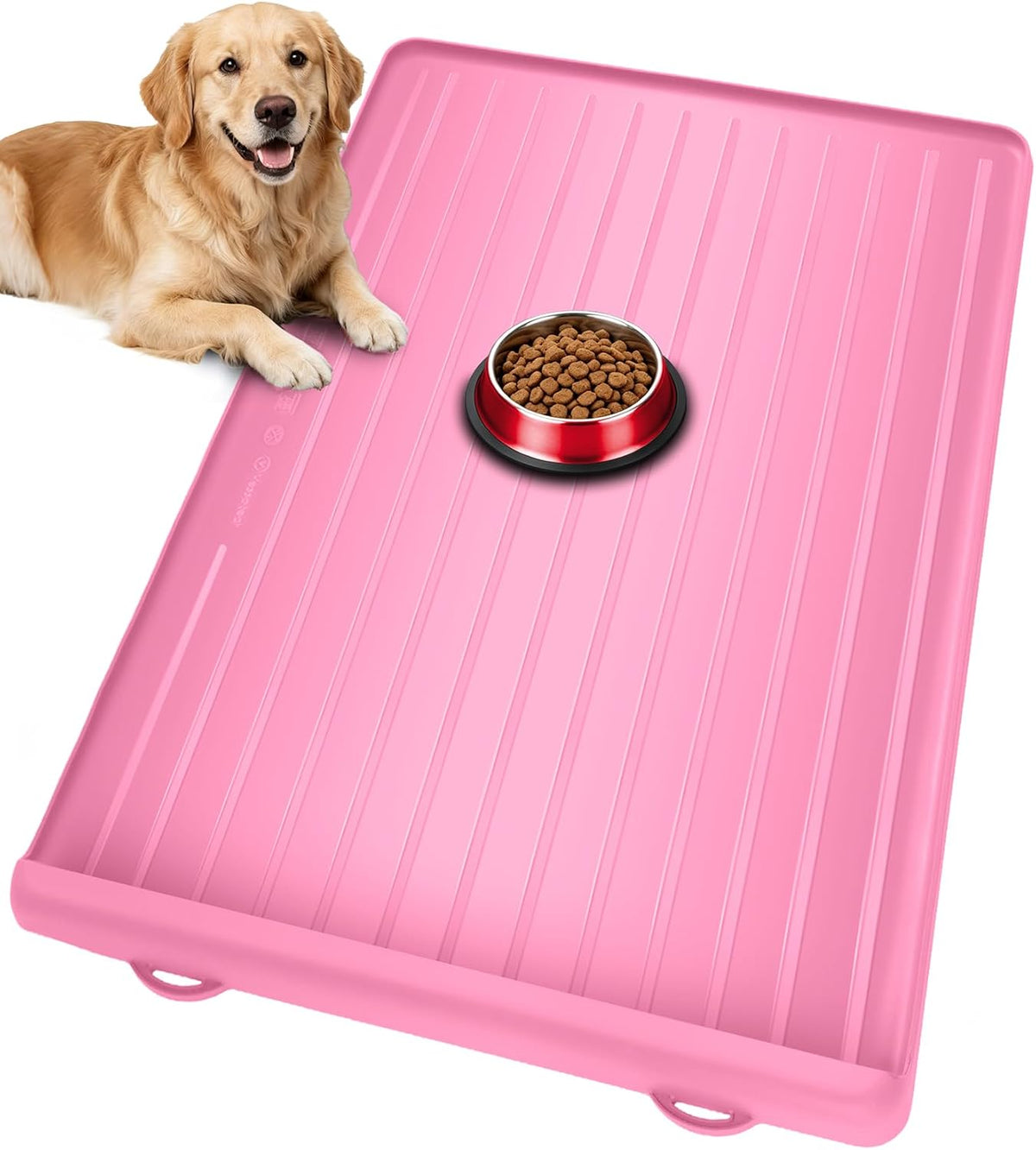 Dog Mat for Food and Water - Pink / 39.4"L x 27"W