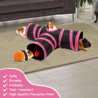 Guinea Pig Tunnel Hideout 3-Way Collapsible Small Pet Tubes - Red Black - image 3