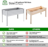 Land Guard Galvanized Raised Garden Bed with Legs, 48×24×32in Large Metal Elevated Raised Planter Box with Drainage Holes for Backyard, Patio, Balcony, 400lb Capacity