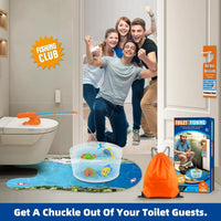 Kaelinda toilet fishing gag gift with fishing rod, four fish and Do Not Disturb sign - view 3
