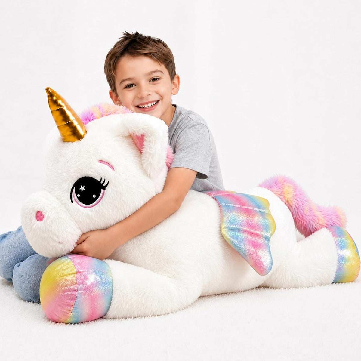 FFxiong 44 Inch Giant Unicorn Stuffed Animal Pillow - White / 32 Inch - image 4