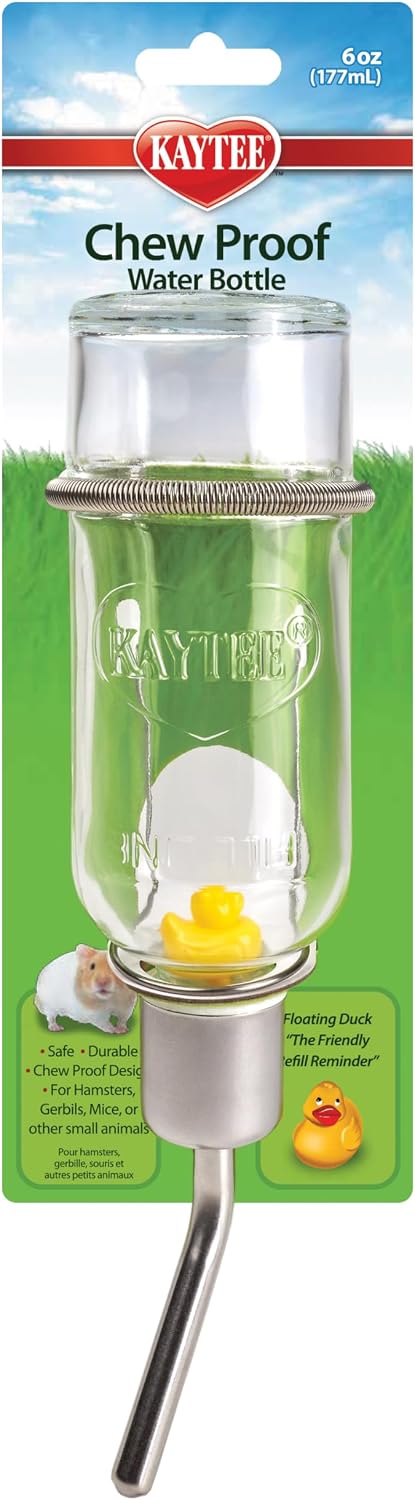 Kaytee Chew-Proof Water Bottle for Pet Rabbits, Ferrets - 6-Ounce / Clear