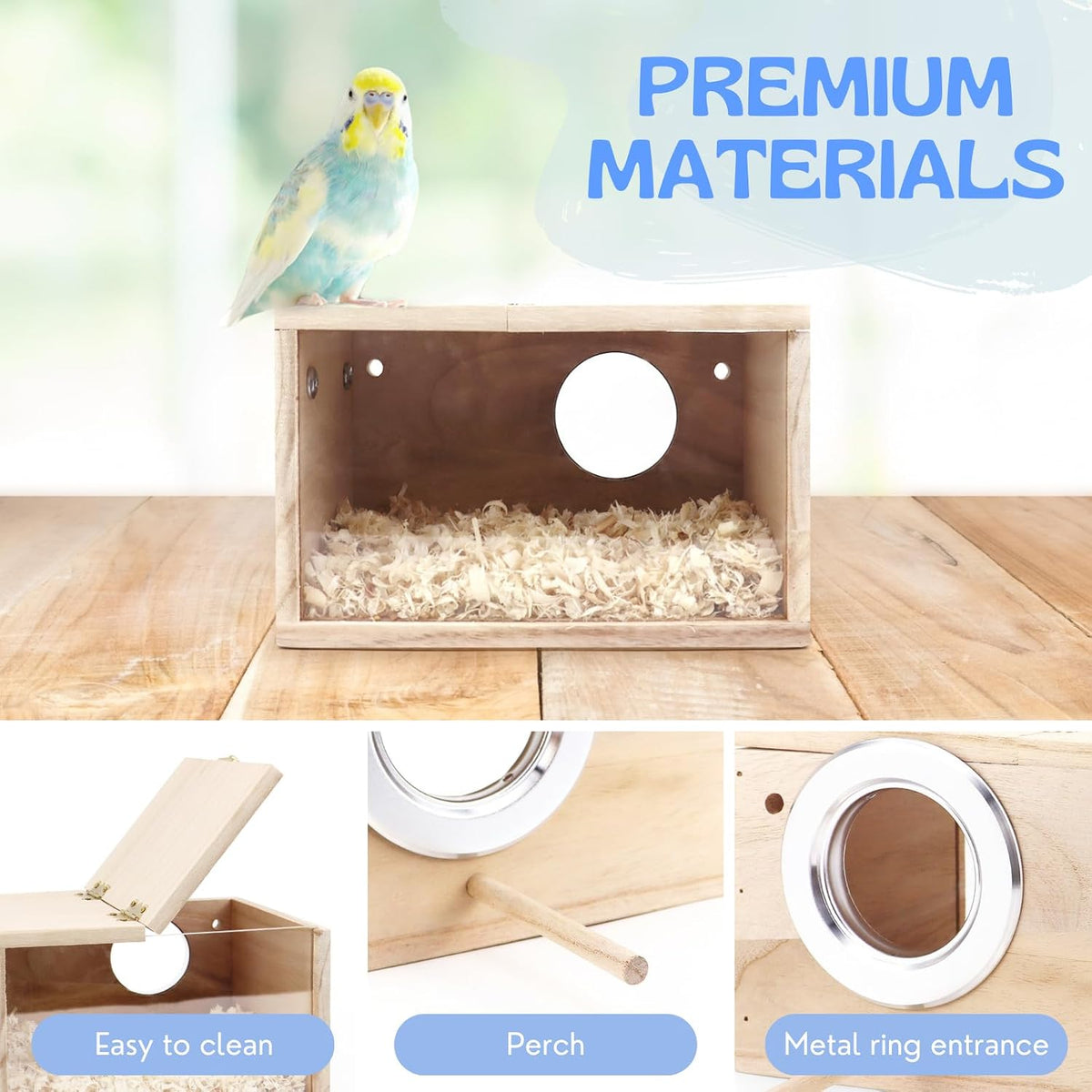 Parakeet Nesting Box, Visual Wooden Bird Nest Breeding Box - image 4