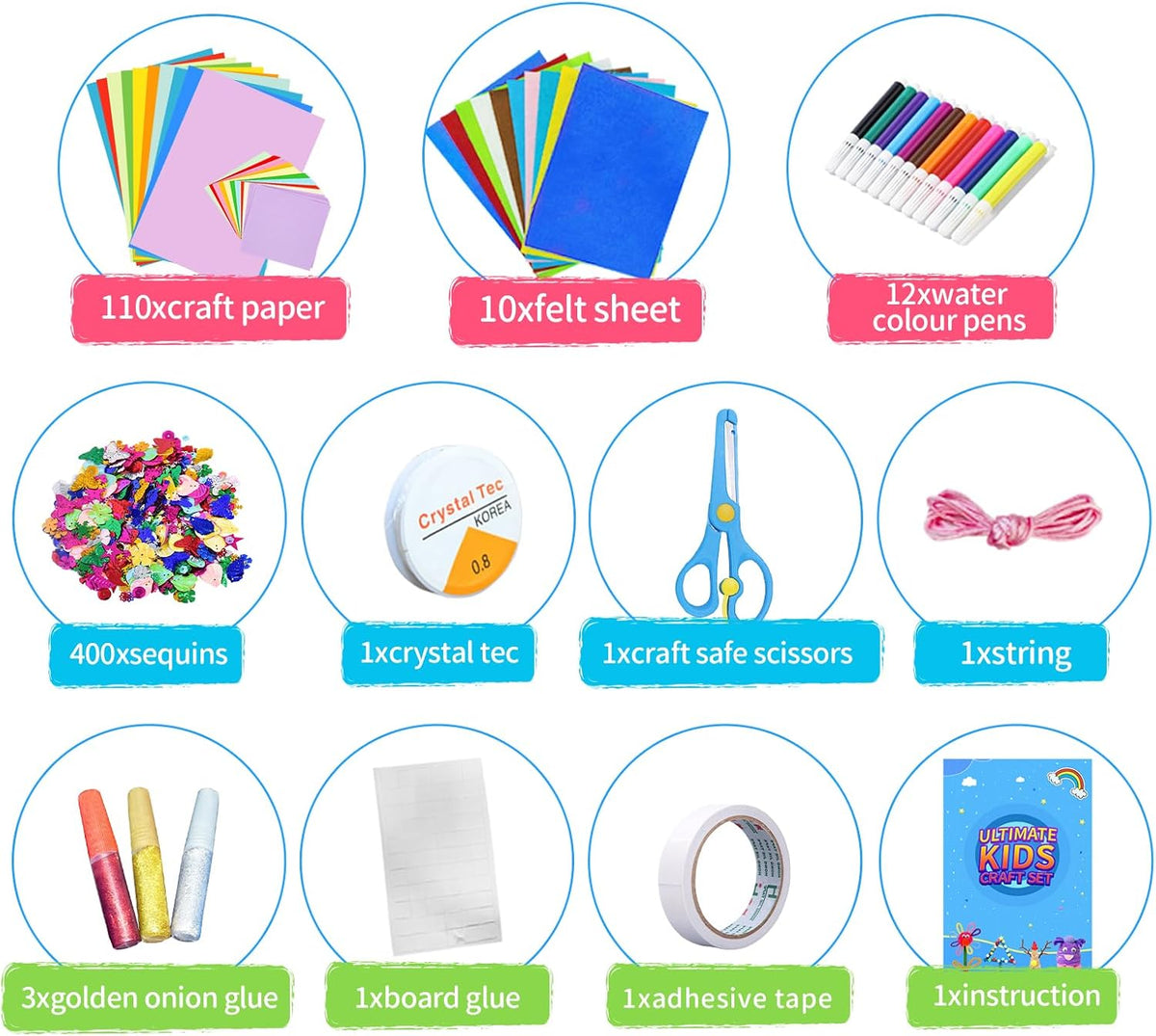Itopstar 3000 Kids Arts and Crafts Supplies for Kids Crafting Supply - dark-pink3000pcs - image 3