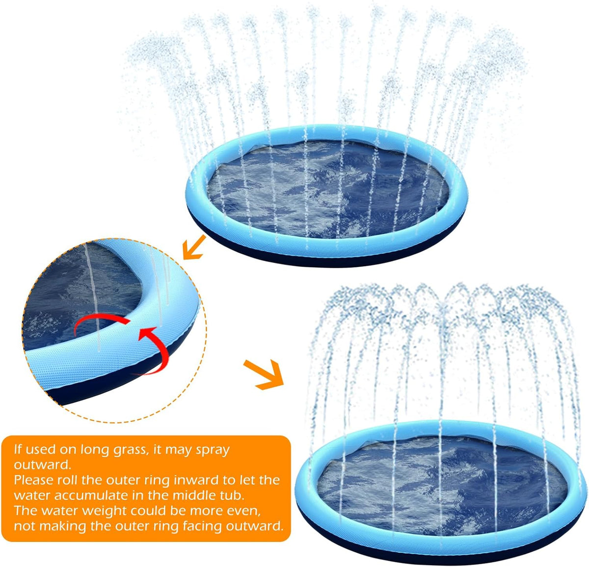 Jasonwell non slip splash pad sprinkler for kids and dogs spraying water in a backyard - view 17